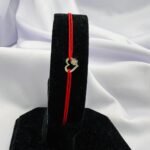 Bratara cu snur si inima cu trifoi din argint 925