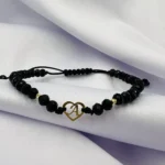 Bratara cu inima cu initiala, bilute din aur 14k