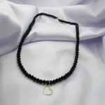 Colier cu inima decupata, inchidere si anou din aur 14k + cristale