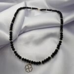 Colier cu trifoi, inchidere si anou din aur 14k, margelute miyuki + cristale