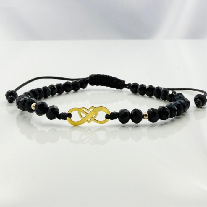 Bratara cu infinit cu inima+bilute din aur 14k si cristale