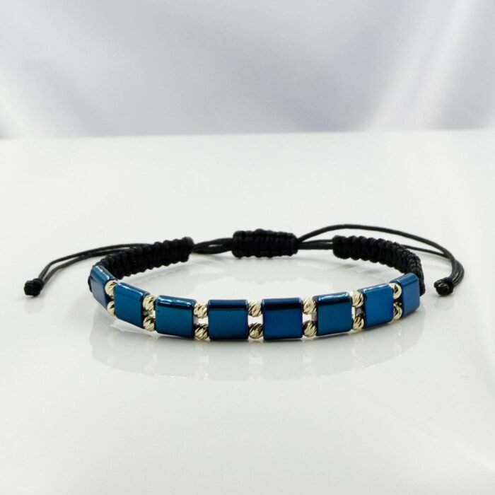 Bratara cu hematit si 14 bilute de 2.5mm din aur 14k