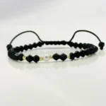 Bratara cu bilute din aur 14k, cristale biconice si perla