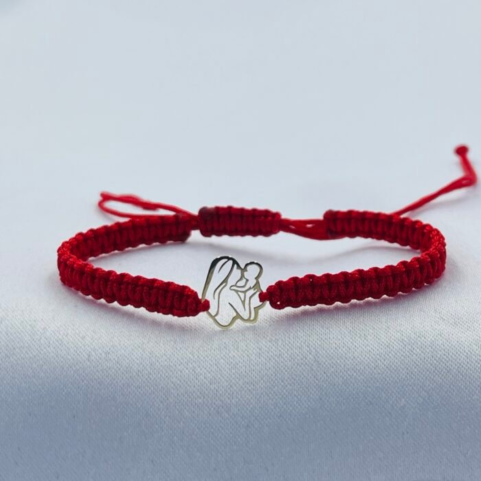 Bratara cu snur si pandantiv mama si copilul din aur 14k