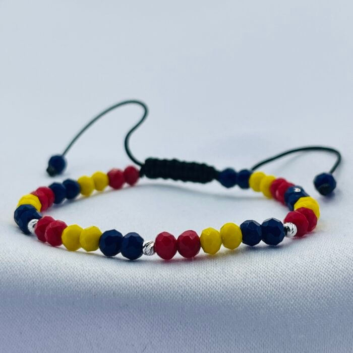 Bratara tricolor cu bilute din argint 925 si cristale