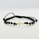 Bratara cu bilute, cruciulita din aur 14k si cristale