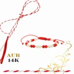 Martisor bratara cu 5 bilute din aur 14k si cristale