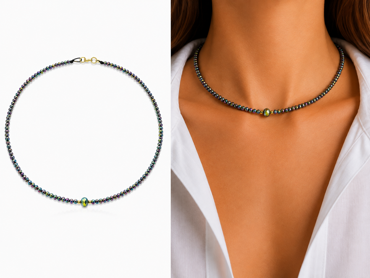 24c0a81f-ef04-4c9d-a7c2-3e7151bba7fa Colier cu cristale multicolor, bilute din aur 14k de 2.5mm si inchizatoare - imagine 1