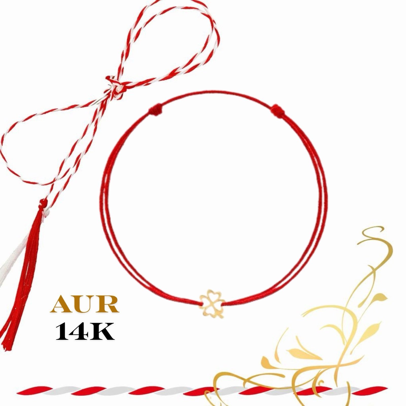 6338695f-2b7c-4cd1-9cd4-8aa10feefb63.jpeg Martisor bratara din aur 14K - Trifoi forma - imagine 1