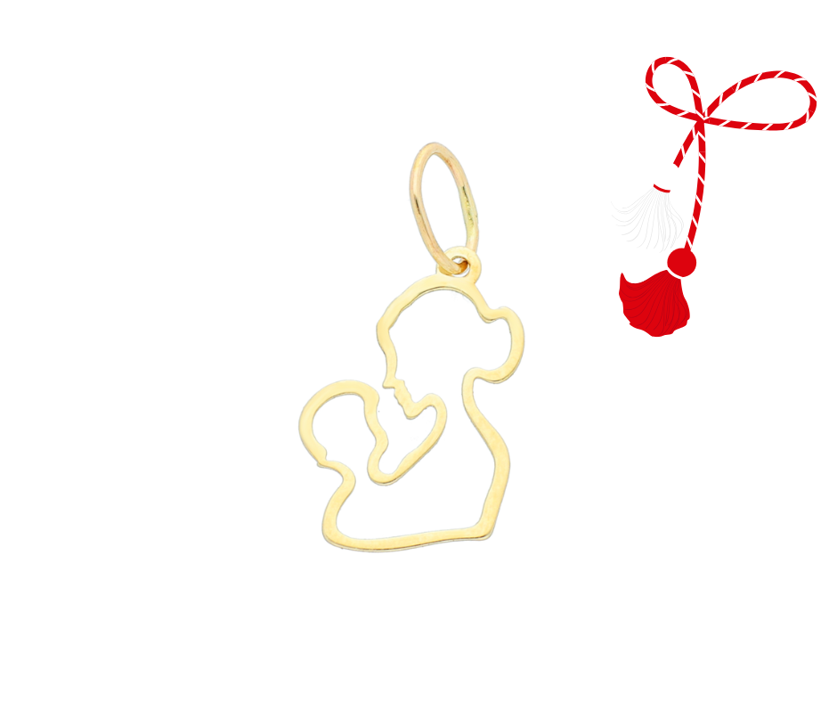 Design fără titlu (33) Martisor din aur 14K - Pandandiv mama si copilul - imagine 1
