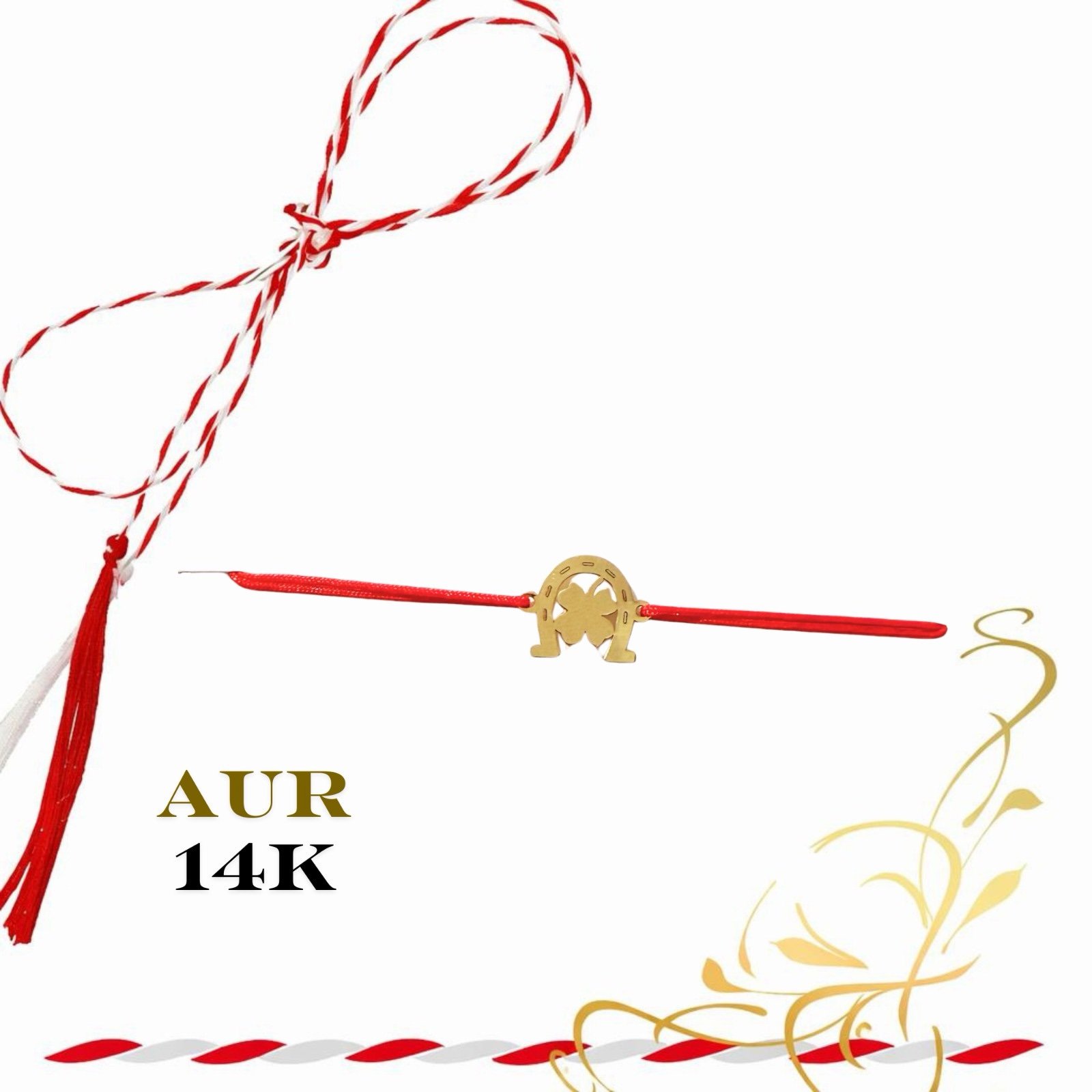 b88ed754-2337-46f8-a48c-24446114fd7c Martisor bratara din aur 14K - Potcoava norocoasa cu trifoi - imagine 1