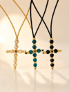 Chokere Black cu bilute in forma de cruce din aur 14k si cristale - imagine 2