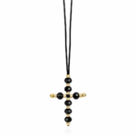 Chokere Black cu bilute in forma de cruce din aur 14k si cristale