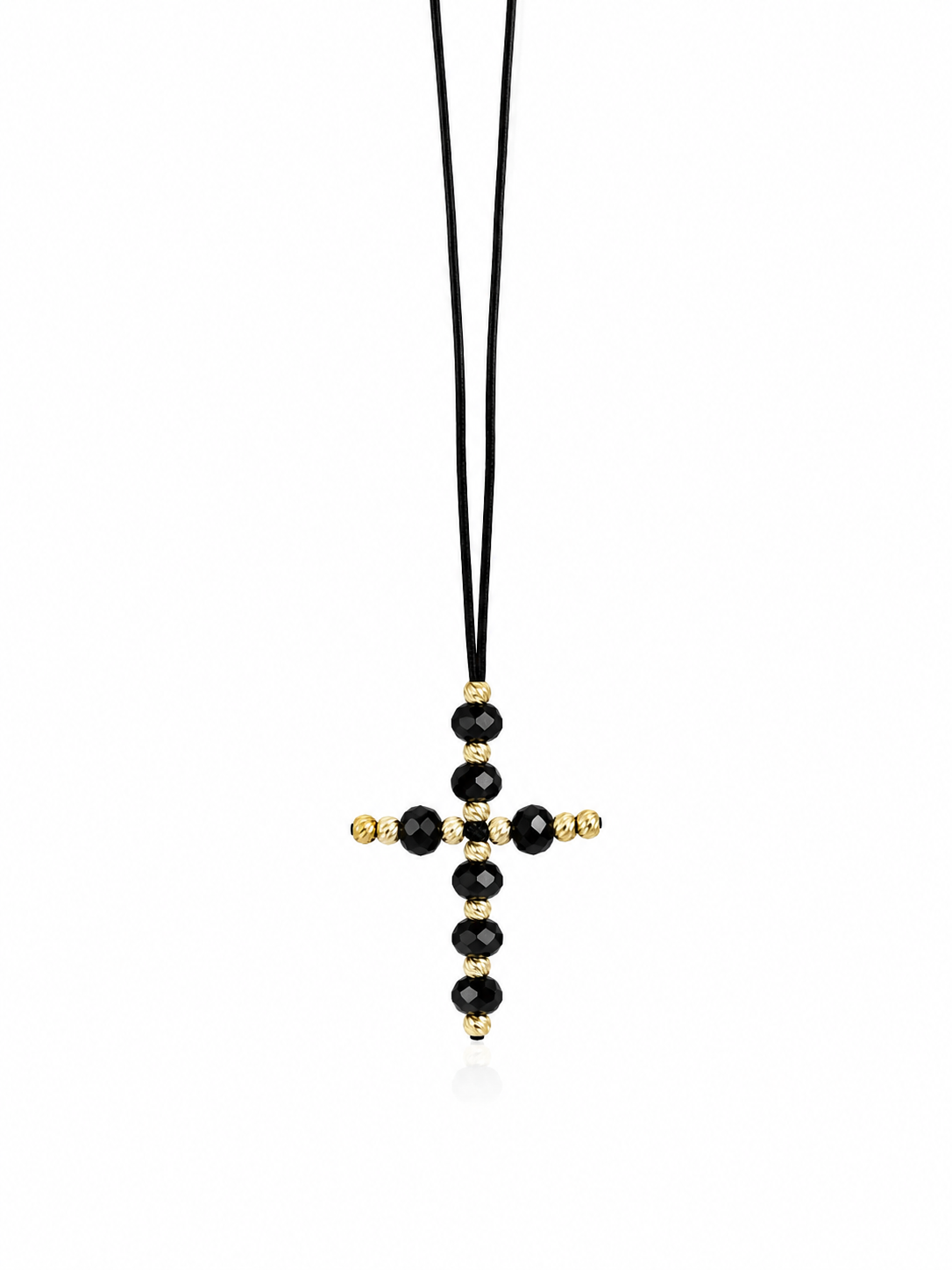 696120da-fe2c-4d0b-a798-81817144f754 Chokere Black cu bilute in forma de cruce din aur 14k si cristale - imagine 1