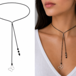 Choker cu snur si pandantiv argint – fluture