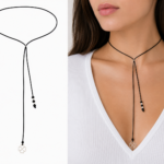 Choker cu snur si pandantiv argint – trifoi love