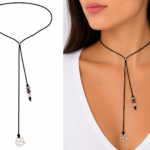 Choker cu snur si pandantiv argint – trifoi