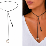 Choker cu snur si pandantiv argint – inima intro