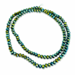 Sirag cristale rondele fatetat 4x3mm - verde metalizat