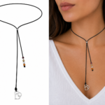 Choker cu snur si pandantiv argint – inima