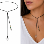 Choker cu snur si pandantiv argint – diamant