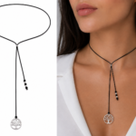 Choker cu snur si pandantiv argint – pomul vietii