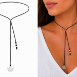 Choker cu snur si pandantiv argint – coronita