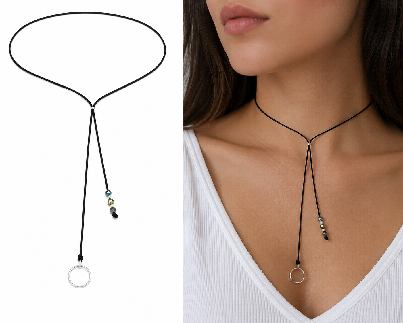 fee74895-f7f4-4765-a06e-54800dbc6c3a Choker cu snur si pandantiv argint – cerculet - imagine 1
