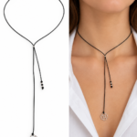 Choker cu snur si pandantiv argint – floare